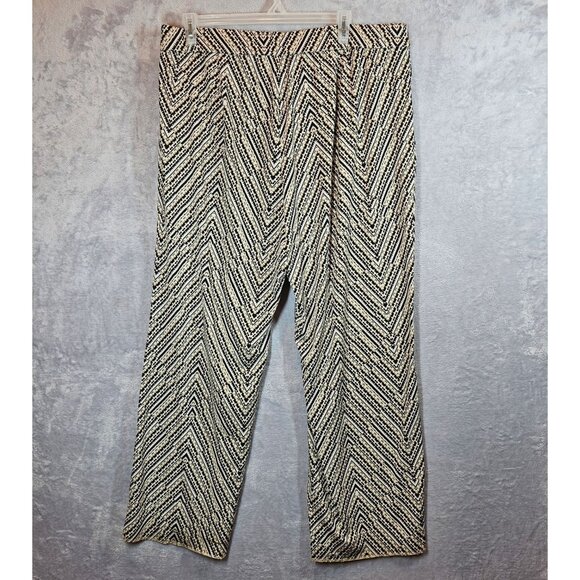 Lane Bryant 22/24 Print Wide-Leg Pants Elastic Waist Black White Career date - Picture 2 of 12